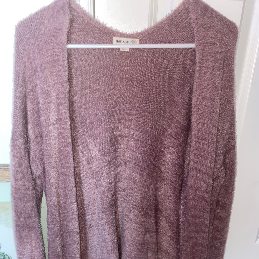 Purple fuzzy cardigan